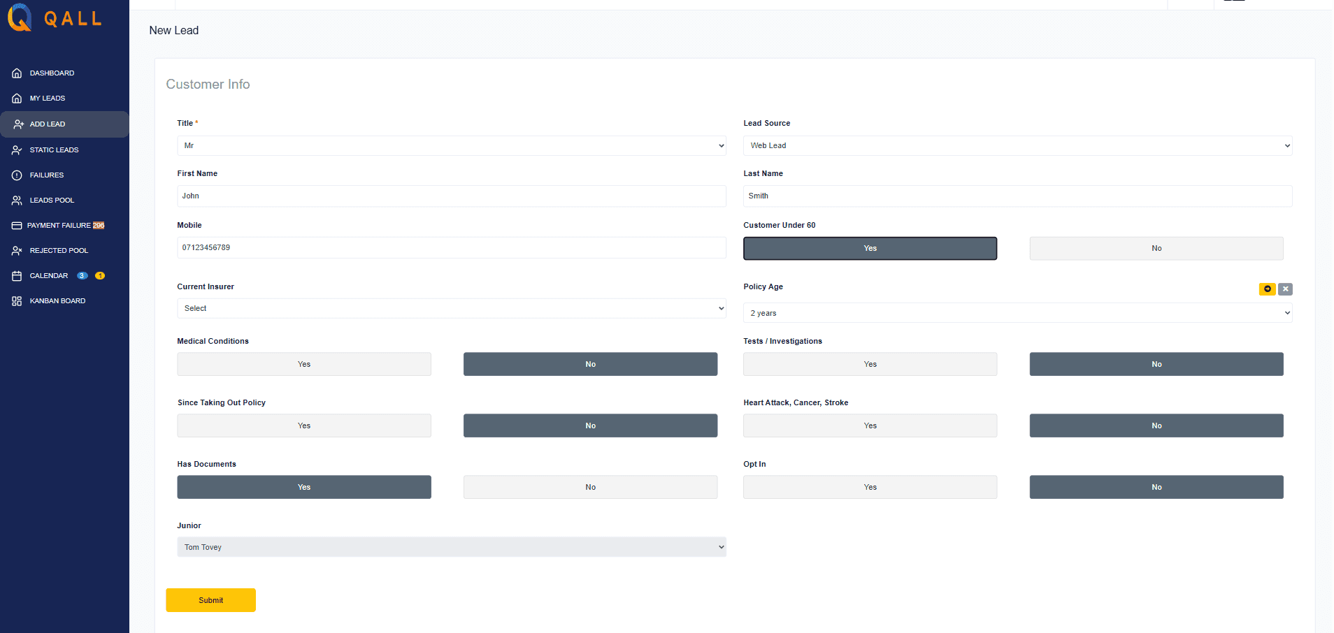 Add a Client — step 02: Enter core details